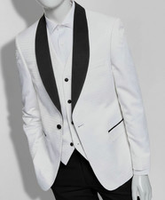 Alfani Men's White Floral Slim-Fit Stretch Tuxedo Sport Coat Suit Jacket Sz 38L