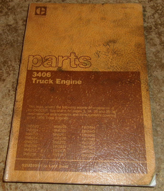 1984 CAT 3406 truck engine parts manual in good shape used