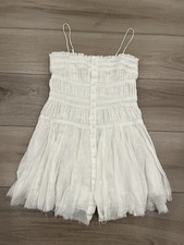Free People FP One Lausanne Slip White Smocked Sleeveless Dress Medium M 98