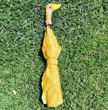 VTG Yellow Umbrella Carved Wooden Duck Head Handle READ Parts or Repair