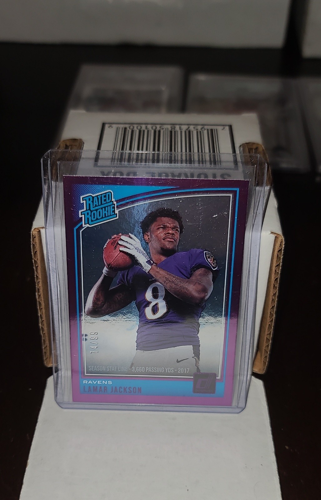 2018 Panini Donruss -Rated Rookie Lamar Jackson #317 Season Stat Line 74/99 (RC)