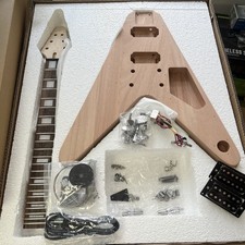 Semi-finished DIY Flying V Electric Guitar kit 6strings Mahogany Body