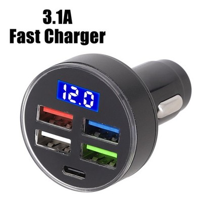 15,5 W 4 USB + PD Typ-C Auto Ladegerät Schnellladeadapter für Telefon Brandneu