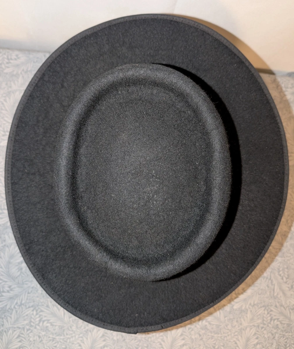 Sombrero plano Fedora de lana negro cabeza de 22 pulgadas