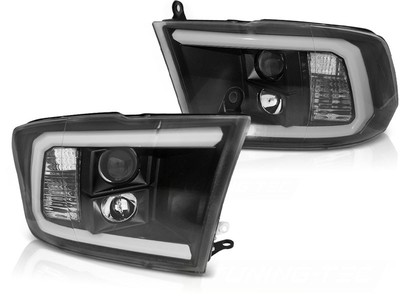 Halogen H1 Black Headlights for Dodge Ram 4 IV 2009-2018 LED-Tube-Light IT LPDO22-ED XI