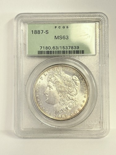 Morgan Silber Dollar 1887 S PCGS MS 63 Stempelglanz 90% Silber 1 Dollar Münze