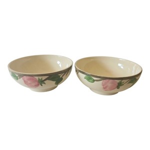 2 Franciscan Desert Rose Oatmeal Footed Bowls Flying F Mark England 5 1/2" Set