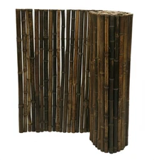 Natural Bamboo Fencing Garden Screen Rolled Fence Panel Black 1 in D x 3 ft H...