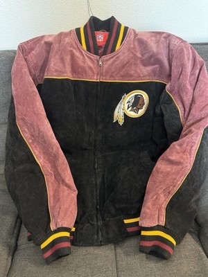 Vtg Washington Redskins Suede Leather Jacket Size XL Full Zip NFL Football