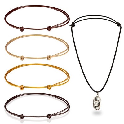 5 Stück Leder Halskette Kordel Halsband mit Verschluss stabil doppelt geknotet Kordel Hals