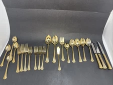 Vintage Towle Supreme Aristocrat Gold Electroplate Cutlery Korea 23 Pieces 80’s