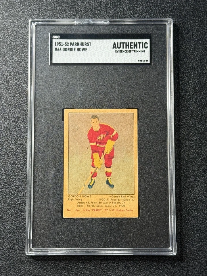 GORDON GORDIE HOWE SGC AUTHENTIC TRIMMED 1951-52 PARKHURST #66 ROOKIE RC