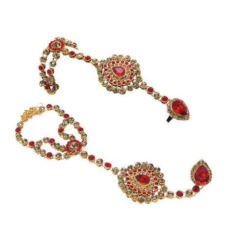 Juego combinado de gargantas Kundan chapadas en oro para niñas y mujeres de joyería india - Imagen 6 de 8