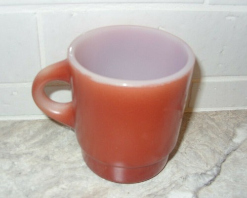 Fire King Ware Brown Rust Stackable Coffee Mug Cup Anchor Hocking USA Made Nice - Picture 2 of 6