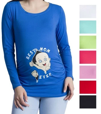 Best Mom Ever - Witzige süße Umstandsmode T-Shirt mit Motiv Schwangerschaft Lang - Bild 1 von 4