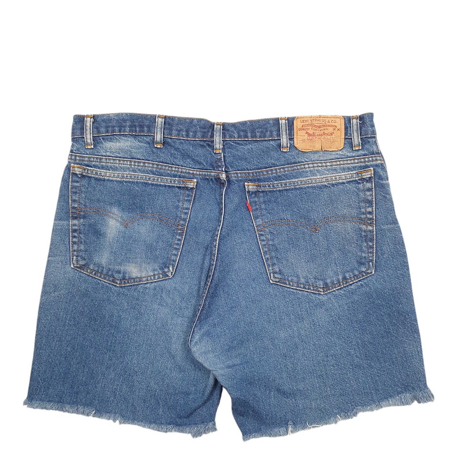 LEVIS Denim Jeans Jorts 565 Cut Off Blue Denim Jeans Cotton Shorts Mens W36 image 2