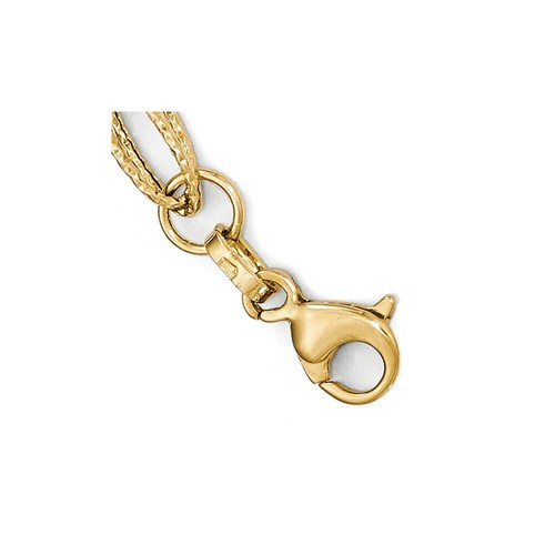 14k 14kt Two-tone Polished & Textured Fancy Link Bracelet 7.5 inch Lobster - Picture 3 of 4