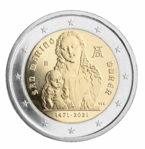 SAN MARINO 2 EURO DURER 2021 COIN FDC UNC IN OFFICIAL FOLDER