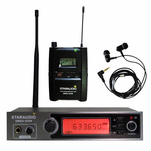 Wireless Stereo Monitor Microphone System UHF Bodypack Earplugs Headphone DJ Mic - 第 1/12 張圖片