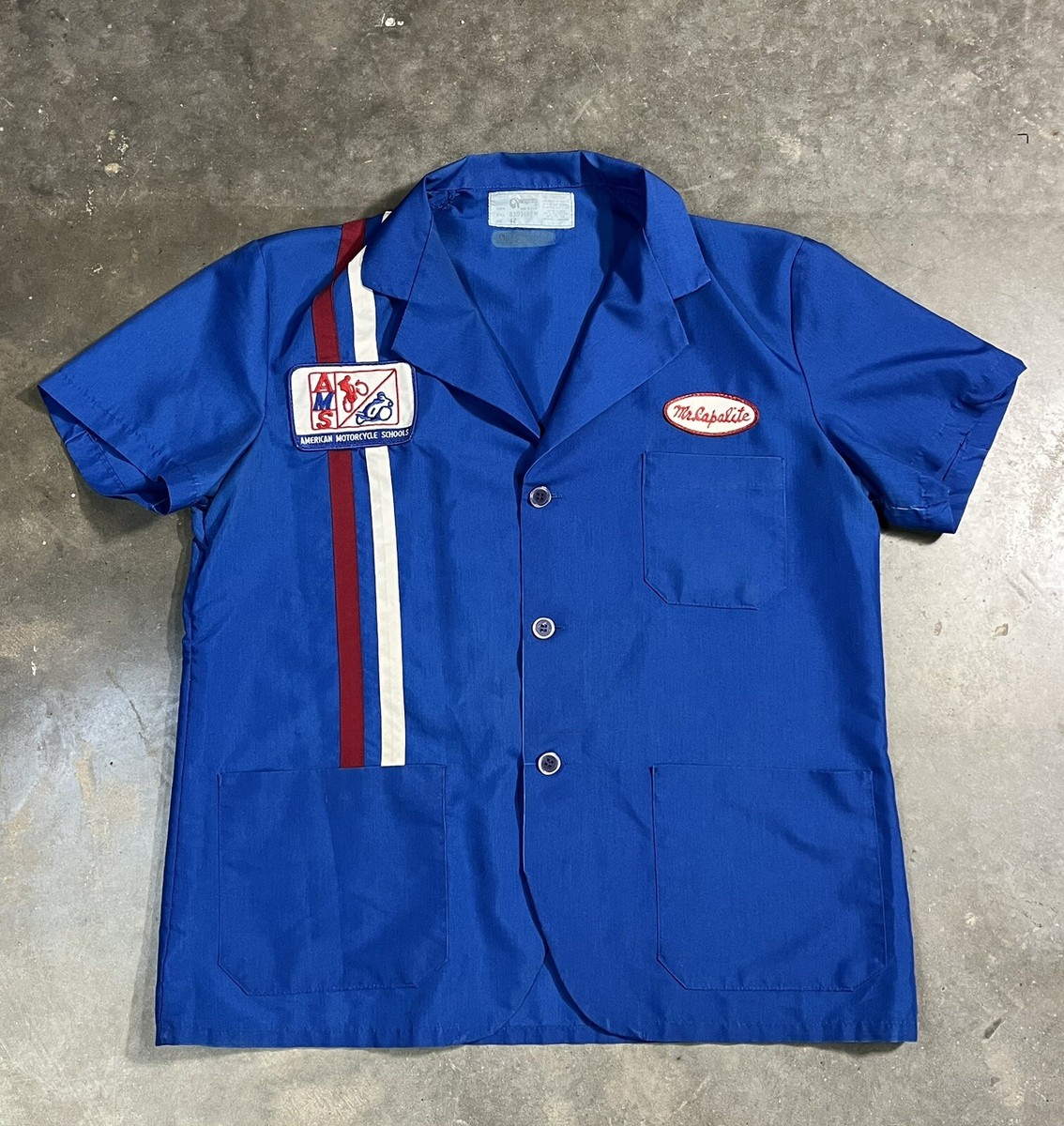 トップス 70s Angelica stripe cotton work shirt Vtg 60s 70s