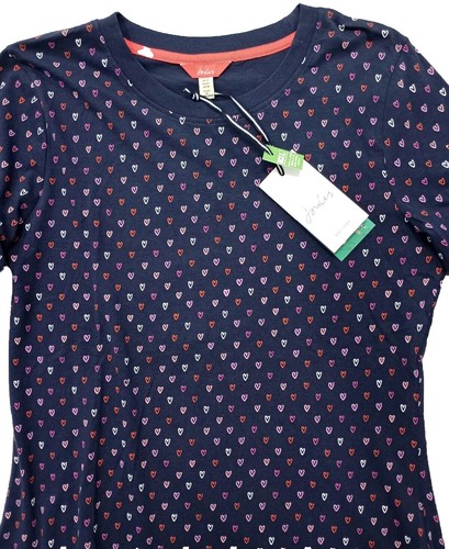 Joules Selma Long Sleeve Shirt Hearts Print Navy Top Women’s Sz 10 New NWT Rare - Picture 3 of 11