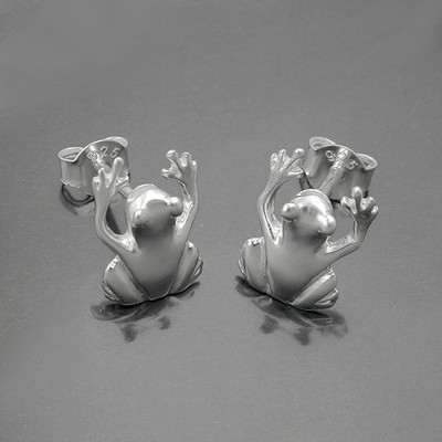 Tiermotiv Frosch Ohrstecker Laubfrosch Ohrringe Echt Silber 925 Frösche Frog Neu