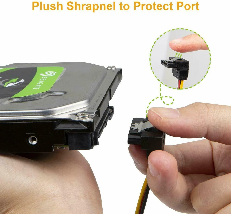 SATA 15 Pin Male to 2 x SATA 15 Pin Down Angle Female Power Splitter Cable 20cm - Image 4 of 4