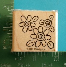 Stampin Up WHIMSICAL FLOWER BLOSSOMS Rubber Stamp Garden