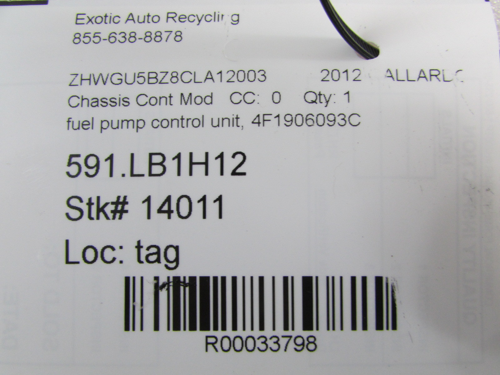 Lamborghini Gallardo LP550, LP560, LP570, Fuel Pump Control Unit, P/N 4F1906093C