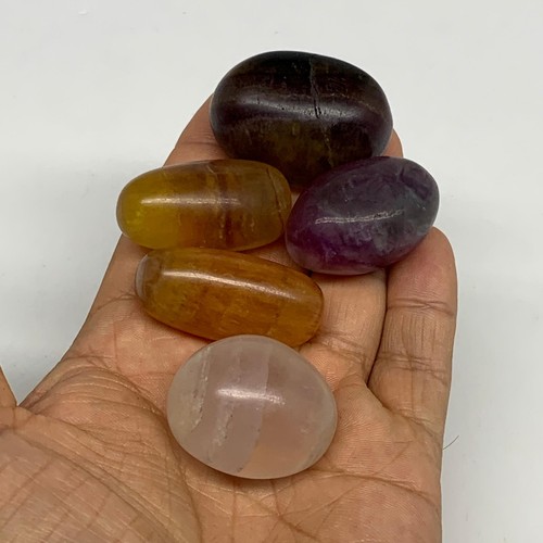 152.4g, 1.2"-1.5", 5pcs, Multi Color Fluorite Crystal Tumbled Stones, B28753 - Picture 3 of 12