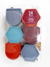 Condiment Snack Containers 24 pc Set Cups With Lids blue gray red holds 3.5oz ea