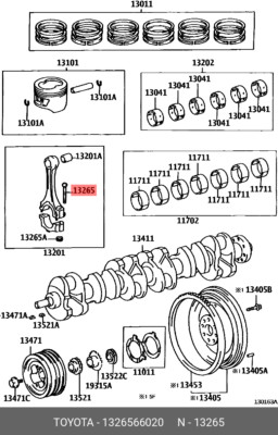 Genuine OE bolt, connecting rod, 1326566020 for TOYOTA 13265-66020