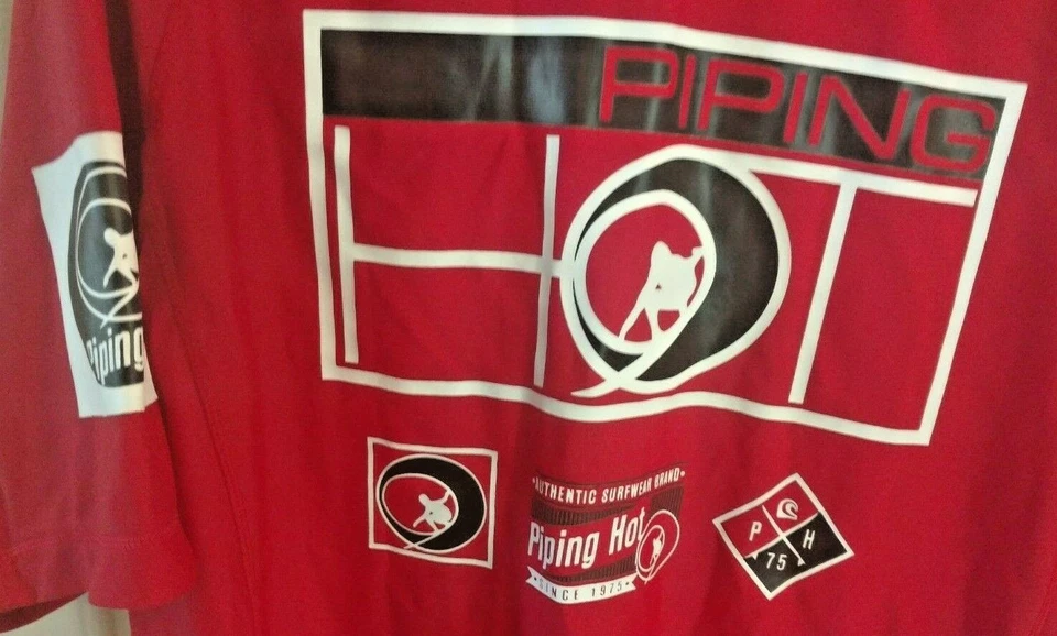 Piping Hot Surfwear Surfing Jersey Rashie Rash Shirt Surf Wet Men's Large Top - Image 3 of 4