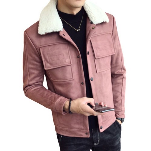 Slim Fit Faux Fur Collar Outwear Plain 