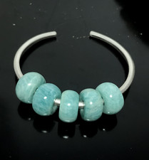 5 Pcs. Natural Green Amazonite Gemstone 14x8mm Beads With 5MM Big Hole Beads