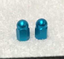 NOS BMX ALUMINUM VALVE CAPS ANODIZED SKY BLUE BICYCLE MOTORCYCLE CAR SCHRADER