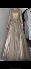 Gold and beige long prom dress