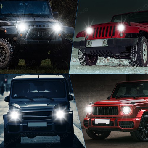Faro LED Carcasa Vidrio Lámpara 7" Par Redondo Para Toyota FJ Cruiser 2008-2014 - Imagen 4 de 12