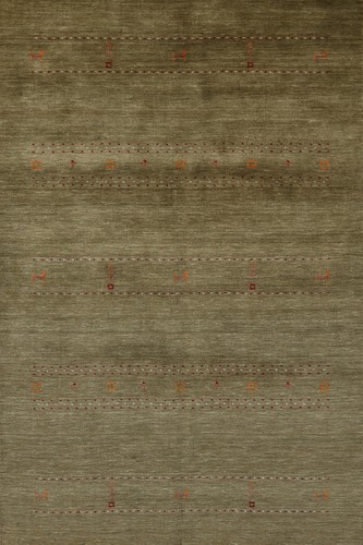 Alfombra Gabbeh tradicional verde alfombra de lana anudada a mano 5x8 pies - Imagen 1 de 19