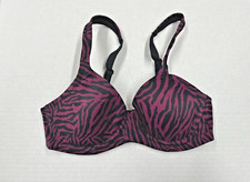 24A31 Leading Lady 5028 Full Coverage Underwire Bra 48D Purple Zebra