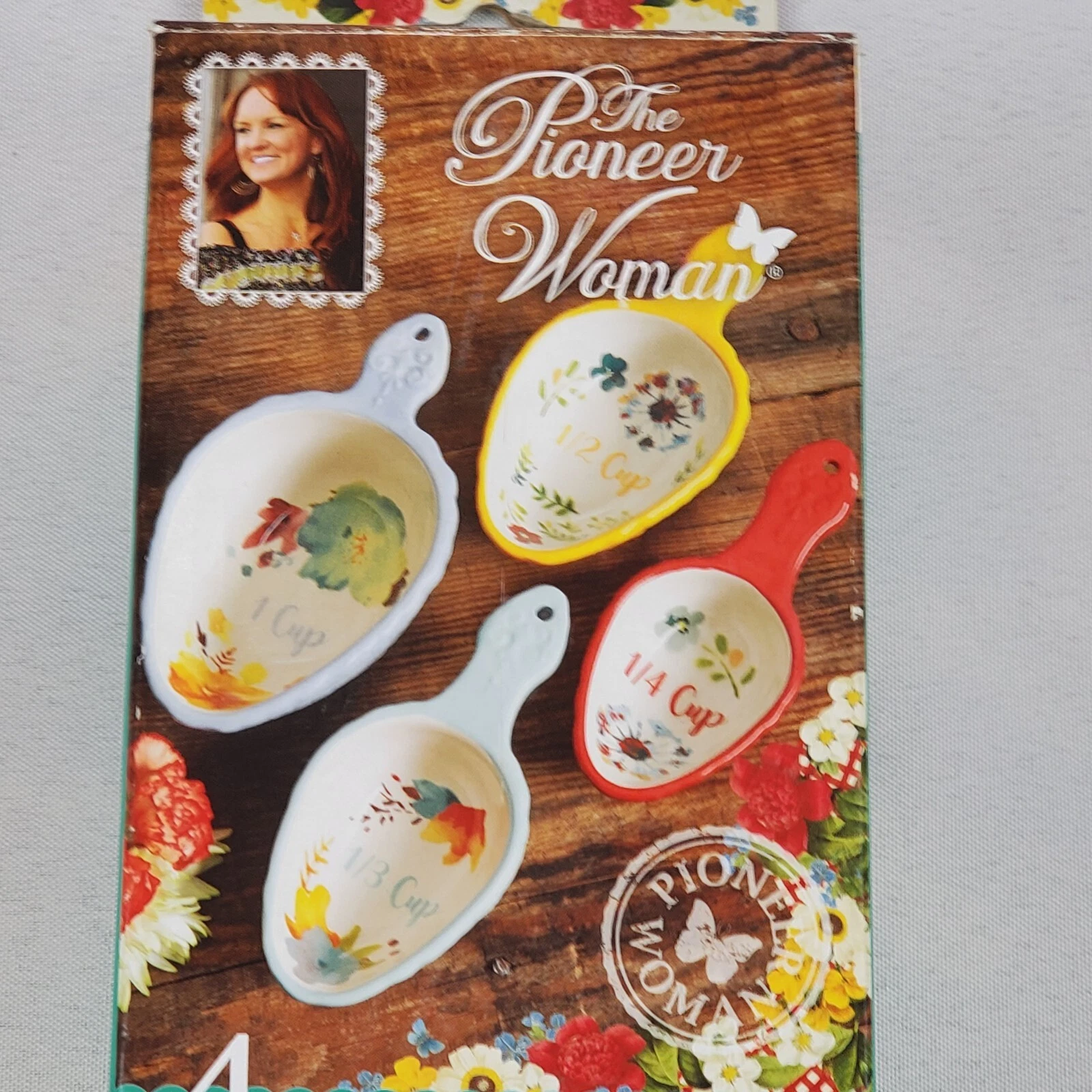 Pioneer Woman Floral Measuring Scoop Set 4 Piece Willow Ceramic Spoons