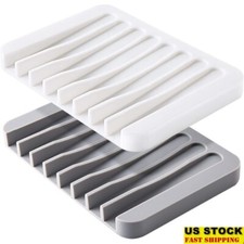 2PCS Self Draining Silicone Soap Dish Holder Anti-Slip Bath Kitchen Shower Saver