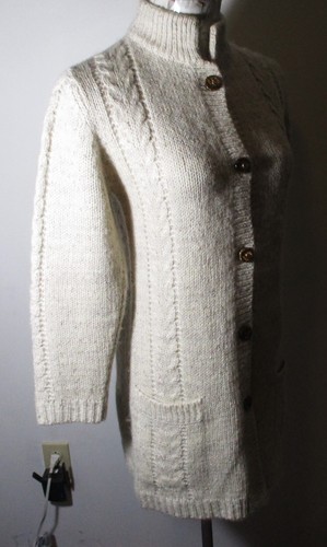 Mohair LeROY Knitwear Beige Tan Mohair Tunic Cardigan Sweater Size S - Picture 3 of 6