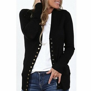 black snap button cardigan