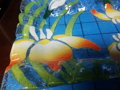 VTG Bill SYDENSTRICKER Yellow Iris Fused ART GLASS Plate Dish MODERNIST DESIGN - Picture 10 of 10