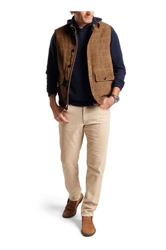Peter Millar Crown Full-Zip Quilted Insulated Suede Vest, NWT - Men’s Med - $895 - Picture 7 of 12