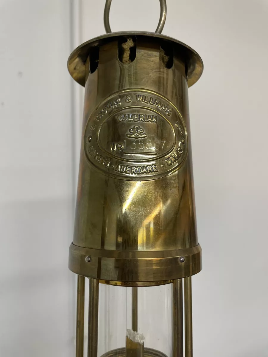 E. Thomas Williams Cambrian Authentic Brass Miners Oil Lamp No. 135507