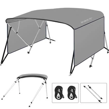 4 Bow Bimini Top Boat Cover Detachable Mesh Sidewalls 600D with Frame 67"-96"W