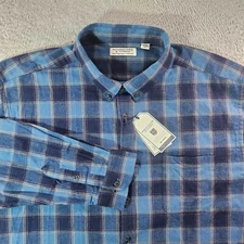 NWT Roundtree & Yorke Portuguese Flannel Shirt Men 3XB Blue Plaid