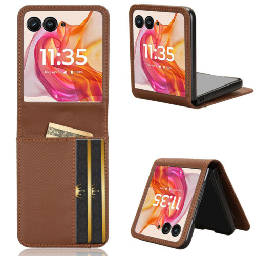 Luxury Slim PU Leather Flip Wallet Phone Case For Motorola MOTO Razr 50/50 Ultra - Picture 7 of 35
